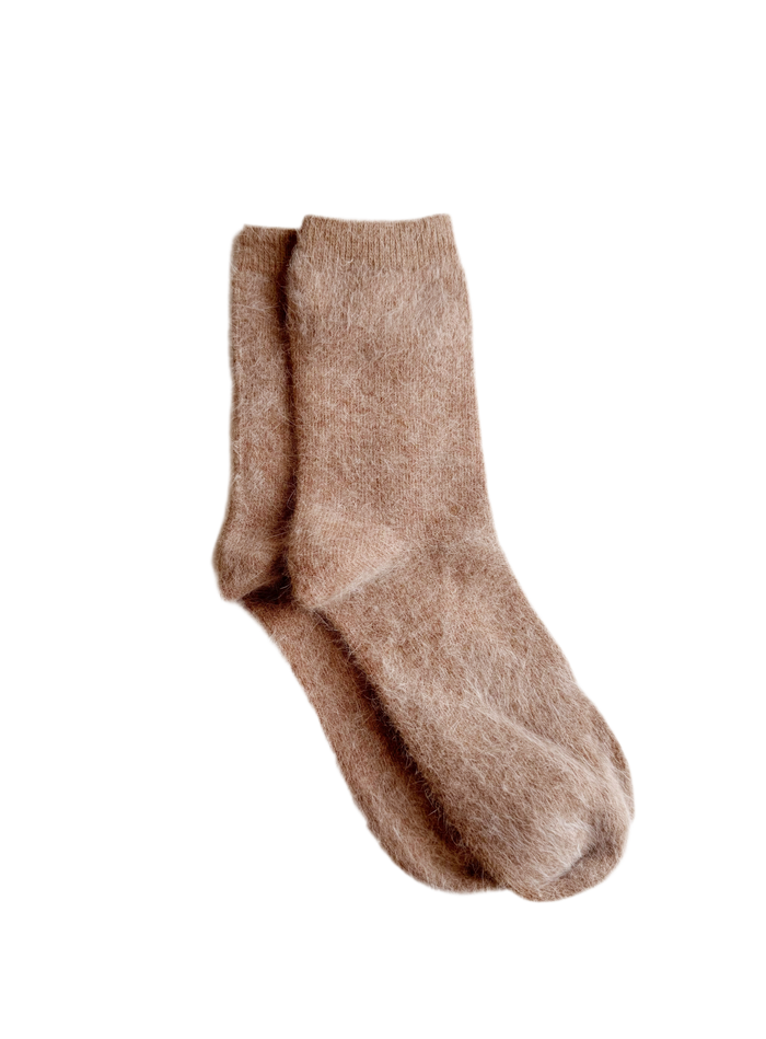 Angora fluffy socks in mushroom