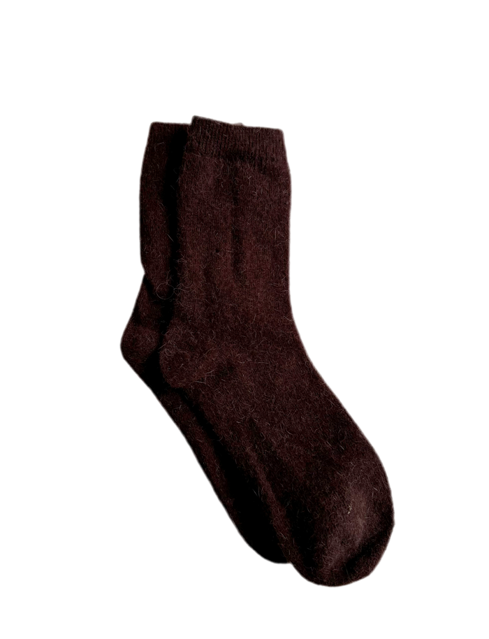 Angora fluffy socks in chocolate