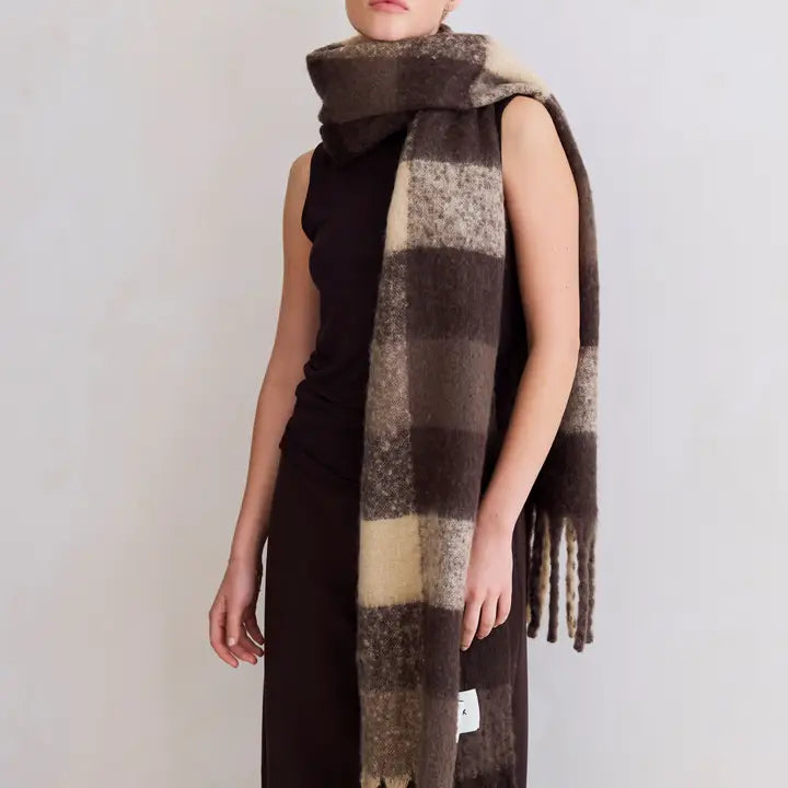 The Reykjavik Scarf in Brown Check