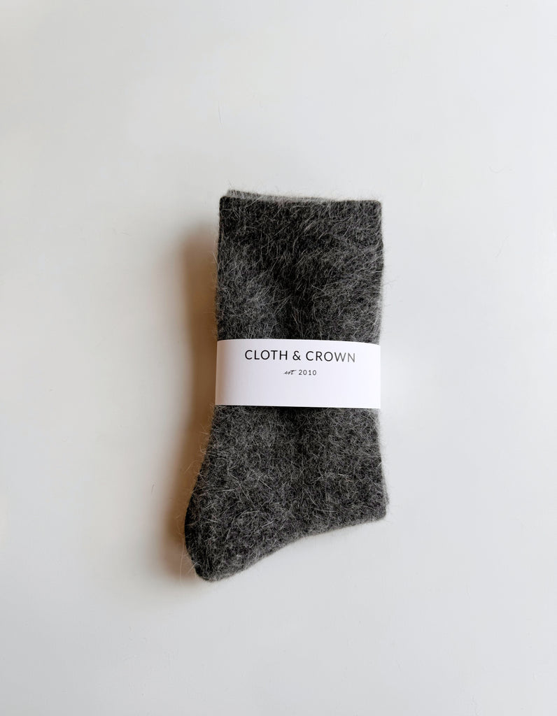 Angora fluffy socks in charcoal