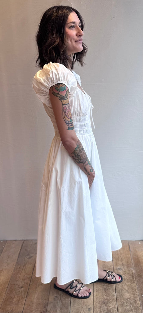 Cotton poplin ROBIN dress in white