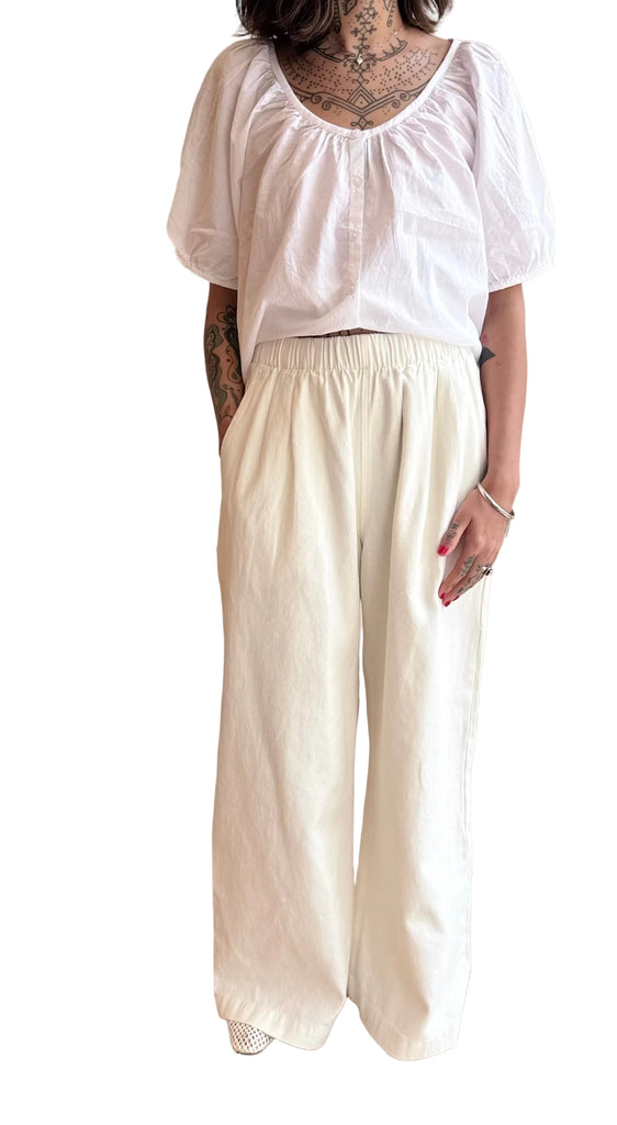 Disco Twill Pant in Washed White