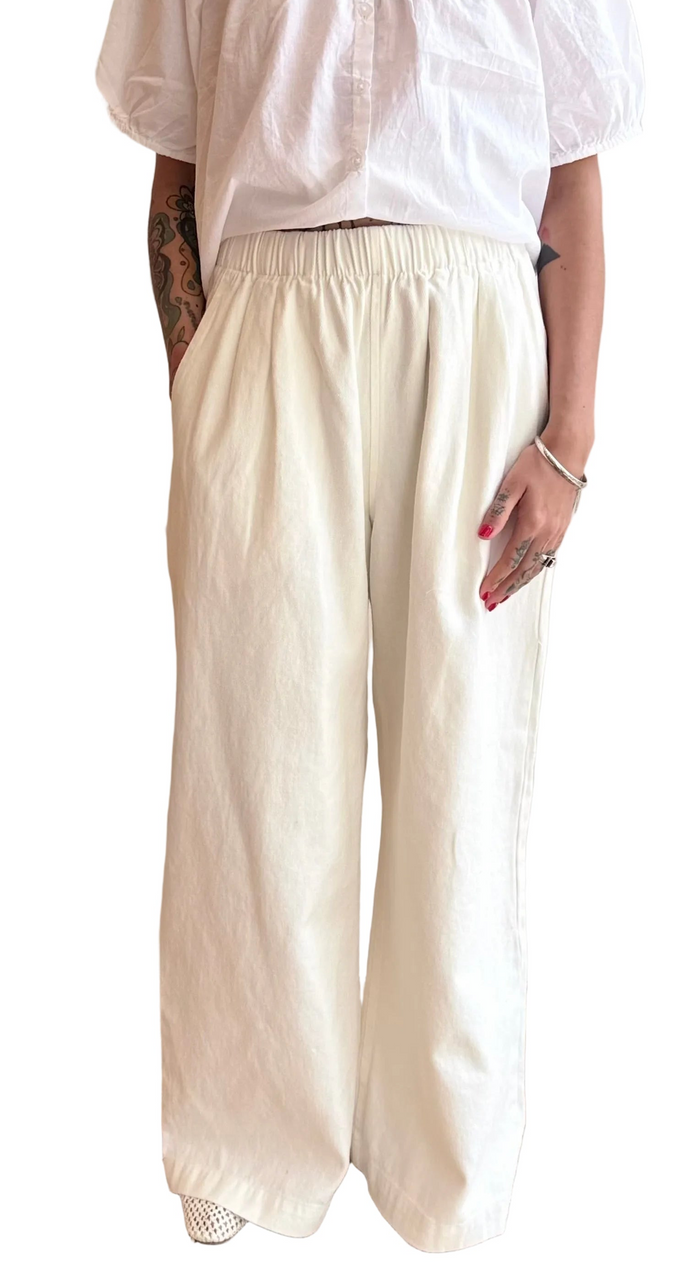 Disco Twill Pant in Washed White
