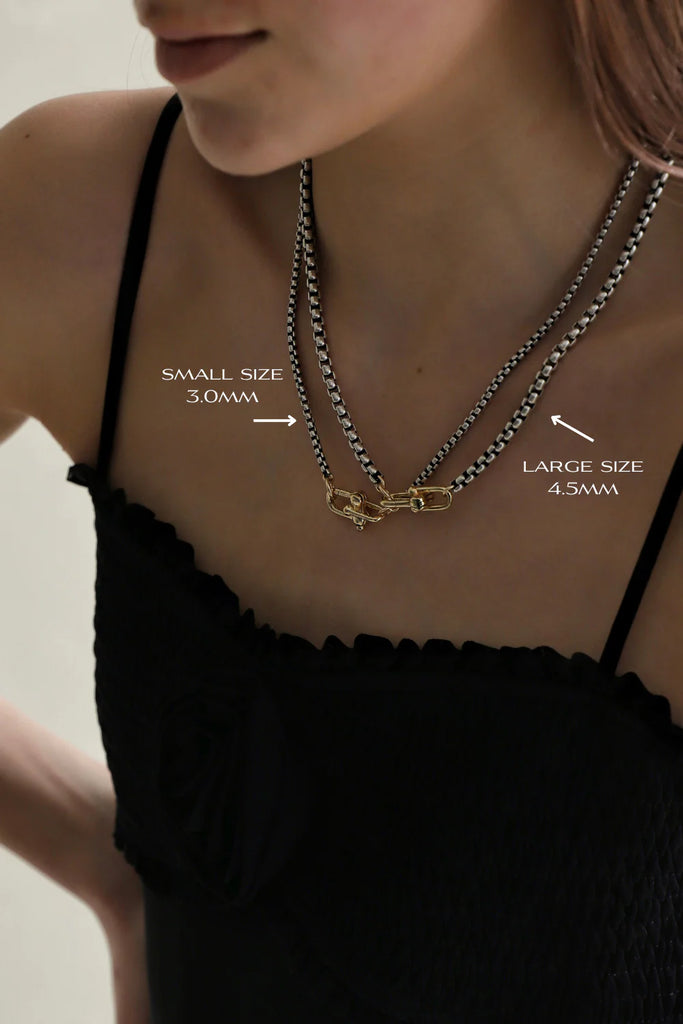 Nova Round Box Chain Necklace (large) - Gold/Silver