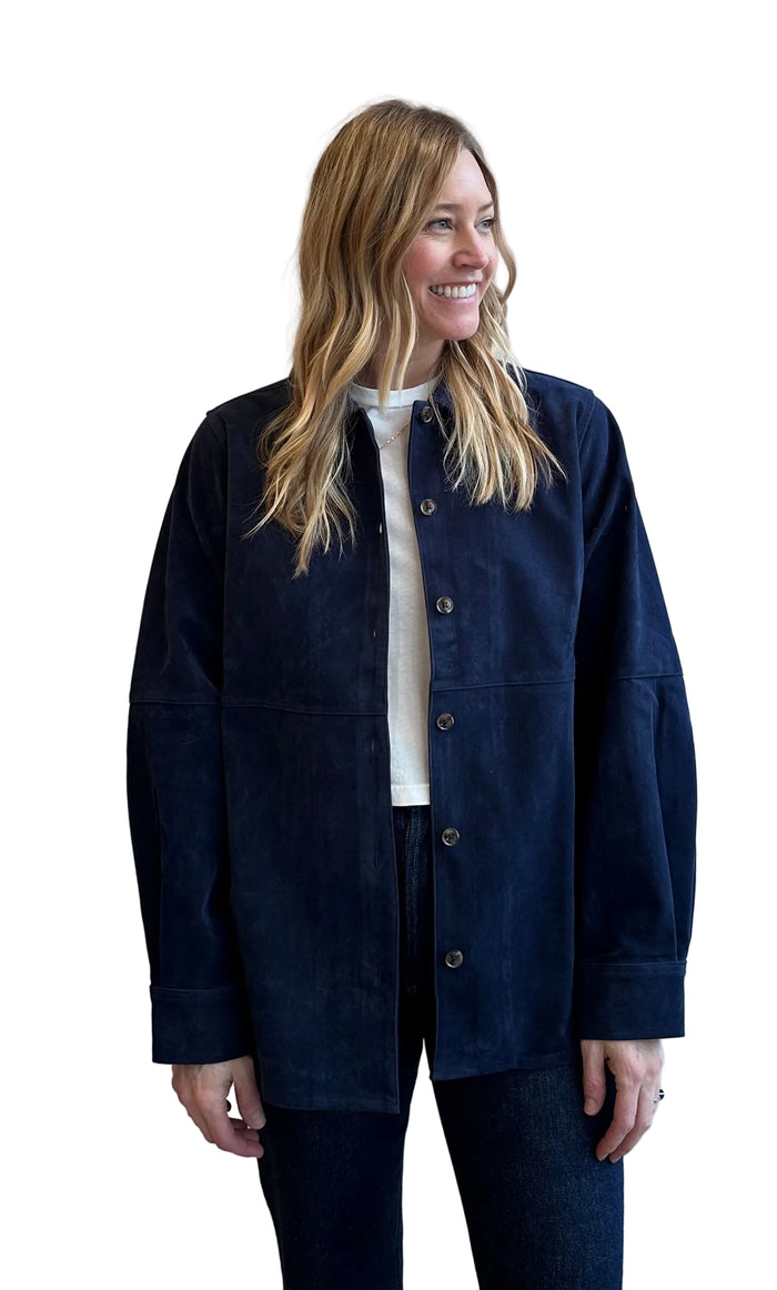 Vegan suede CALLAHAN jacket in navy