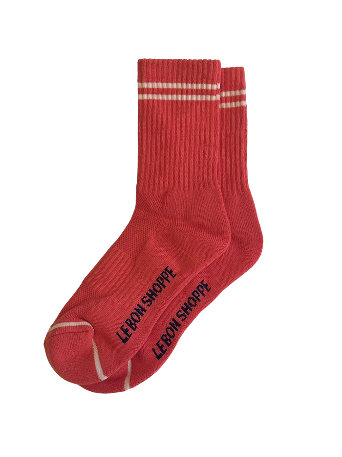 Boyfriend socks in coral