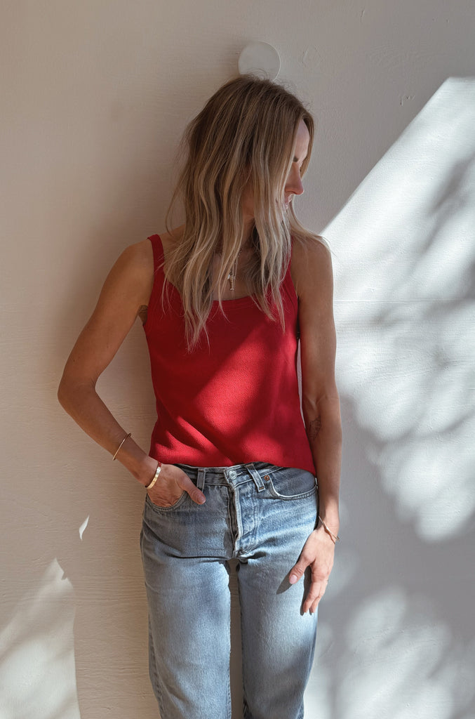 Pointelle Eve Cami in Red Apple
