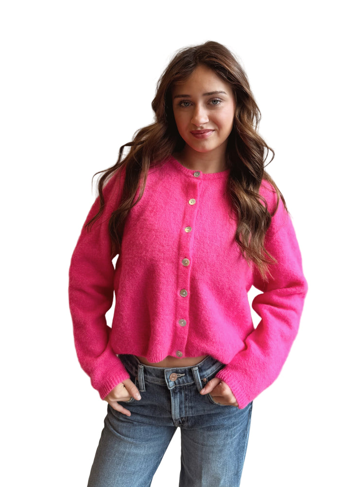 Vitow Cardigan in Hot Pink