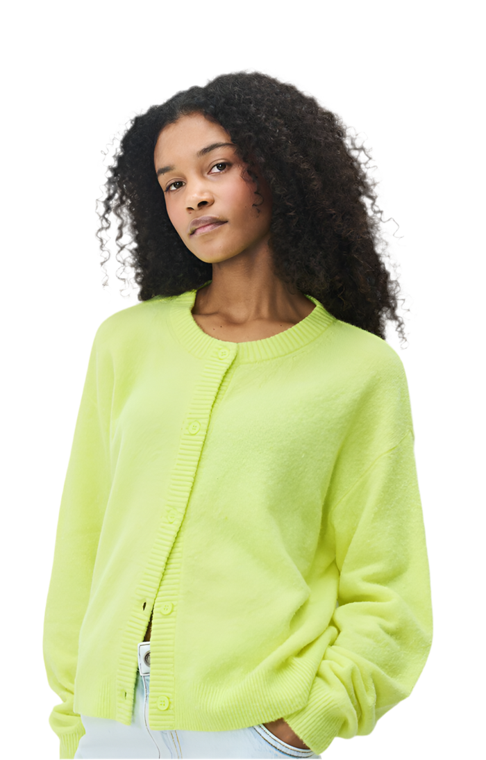 Damsville cardi in neon yellow