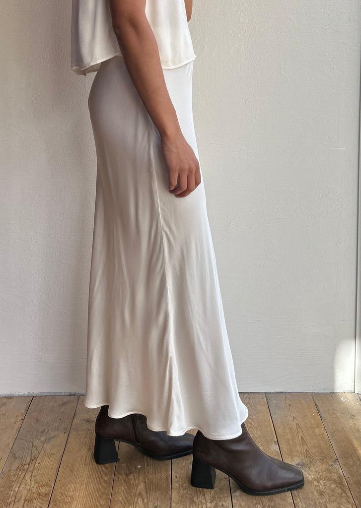 Cadence long silky skirt in cream