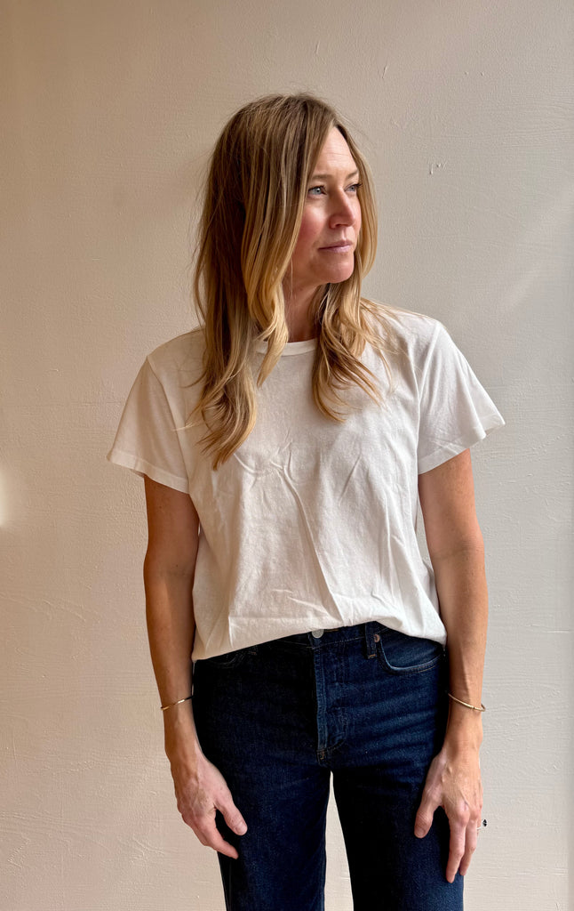 Ojai Cropped Tee in Washed White