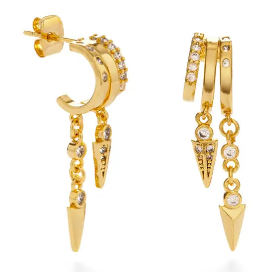 Triple Hoop Arrow Earring Stack