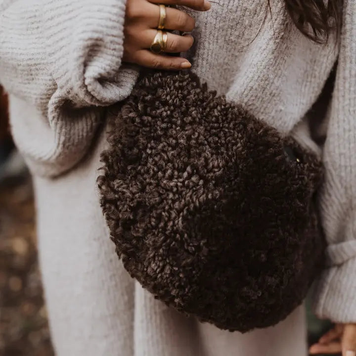 Rich brown shearling sling