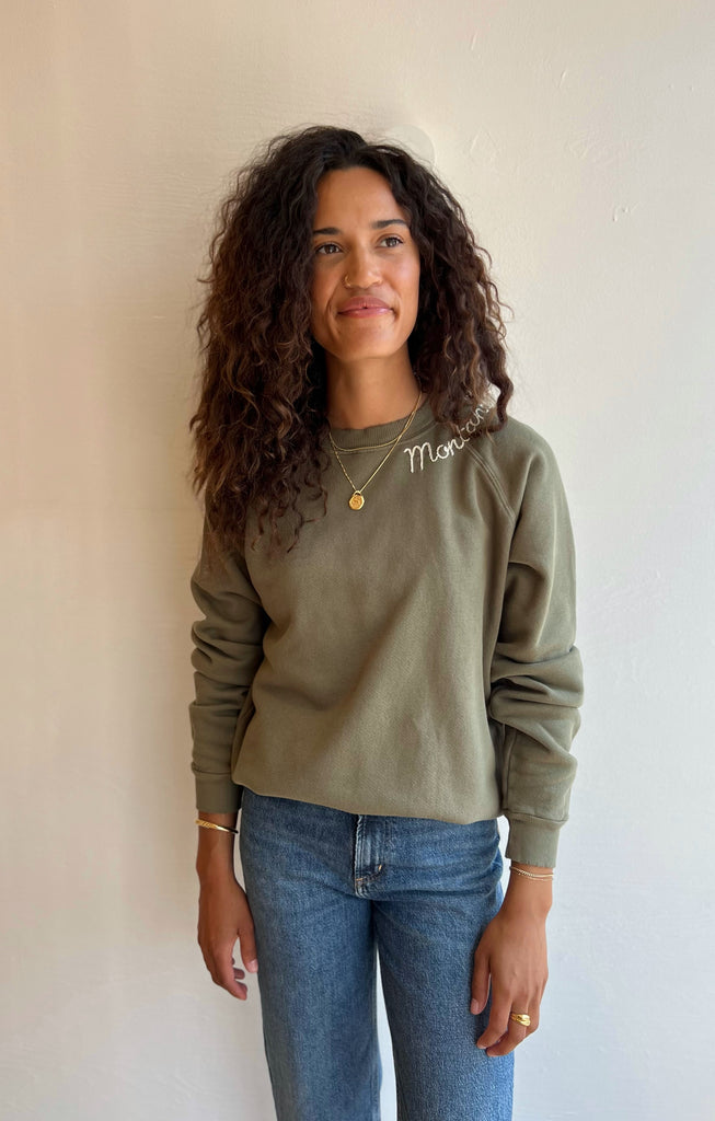 Olive embroidered Montana Sweatshirt