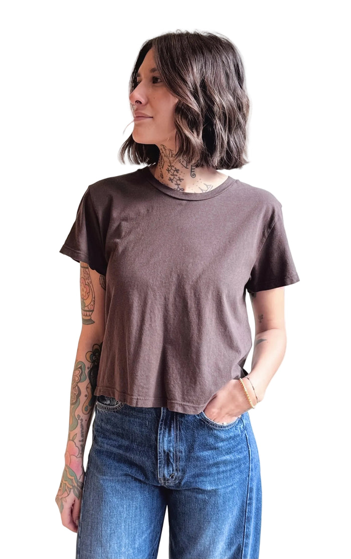 Ojai Cropped Tee in Coffee Bean