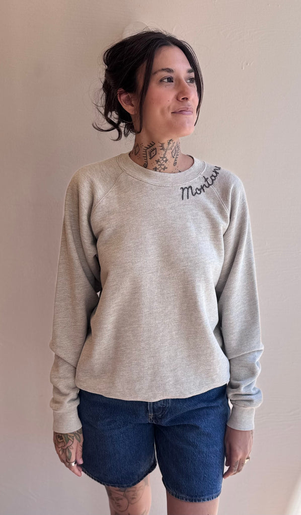 Heather grey embroidered Montana Sweatshirt - dark grey thread