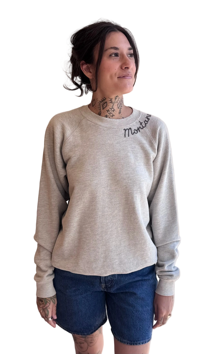 Heather grey embroidered Montana Sweatshirt - dark grey thread