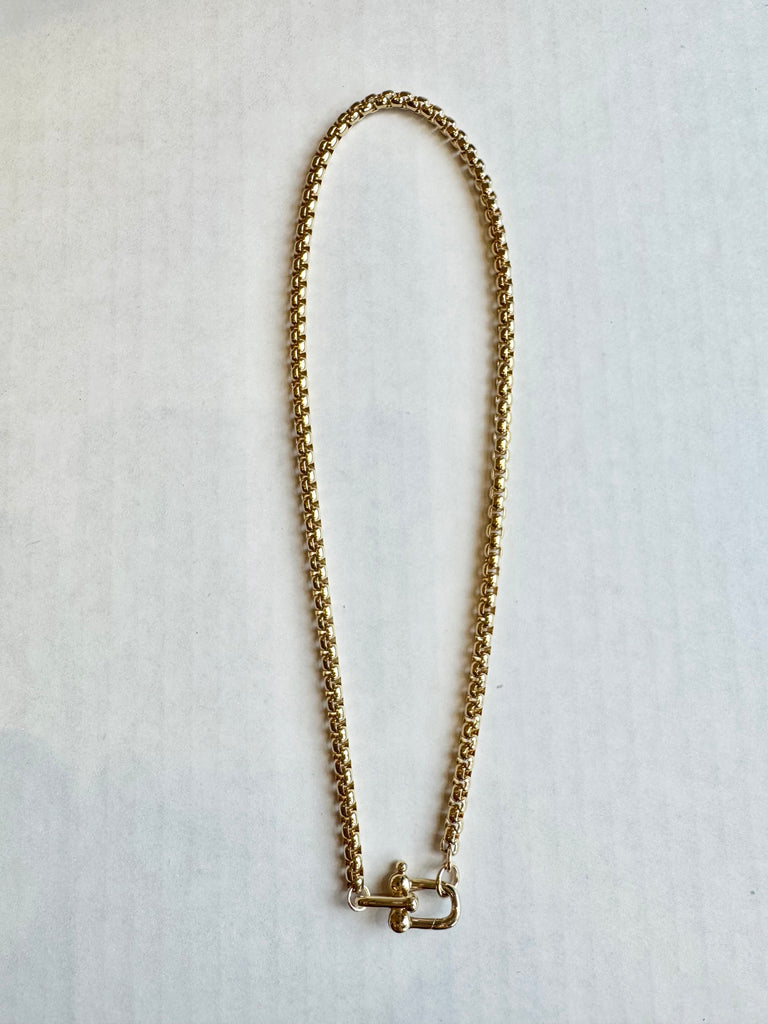 Nova Round Box Chain Necklace - Gold (large)