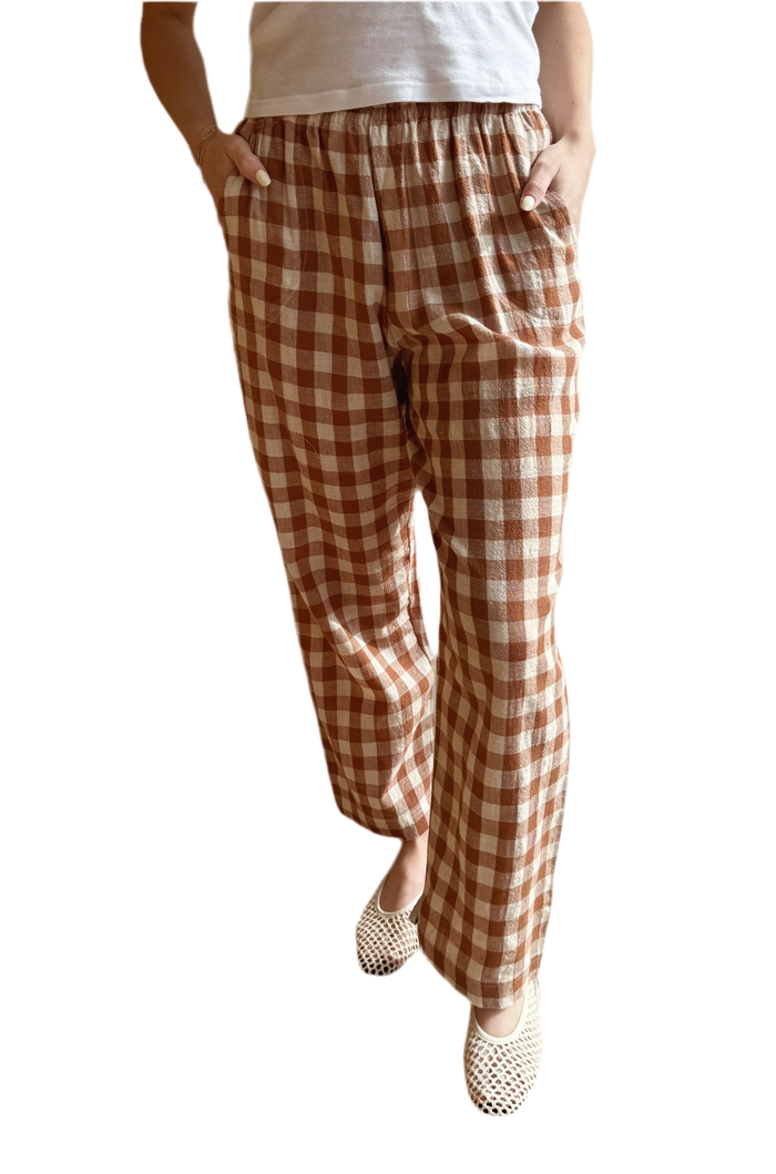 Studio Boxy Pant in Gingham Rust