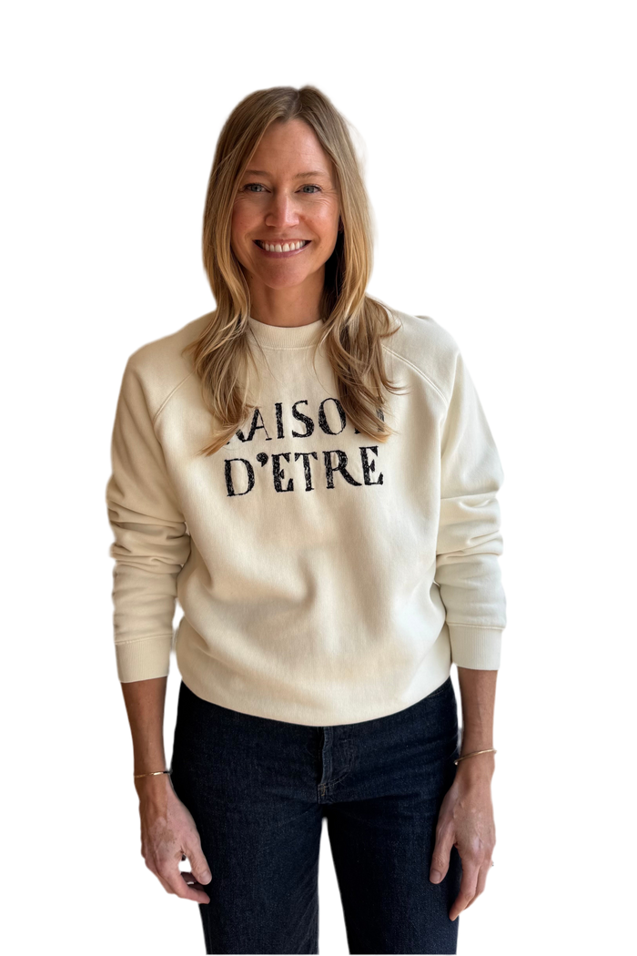 Cream Raison D'Etre Embroidered Sweatshirt
