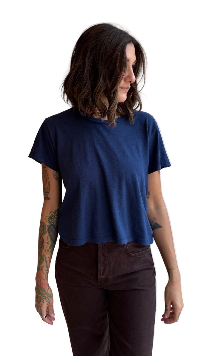 Ojai Cropped Tee in Deep Indigo