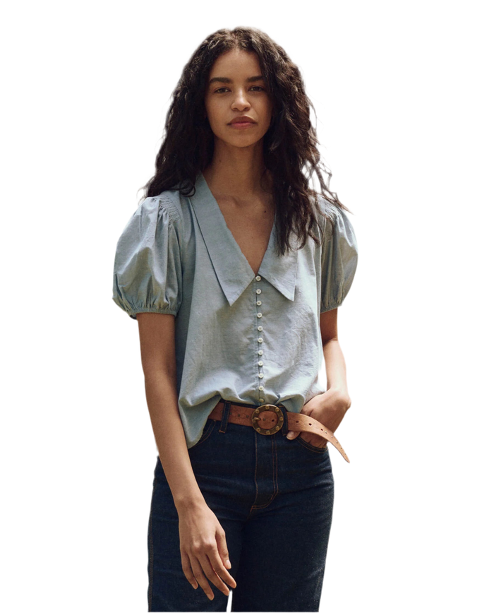 The Fairway Top in Light Chambray