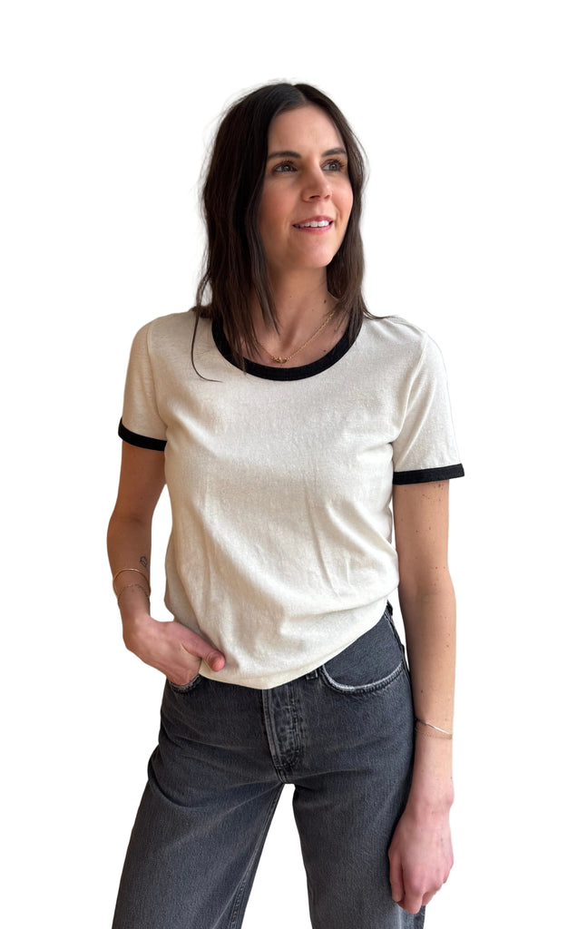 Ringer tee in ecru