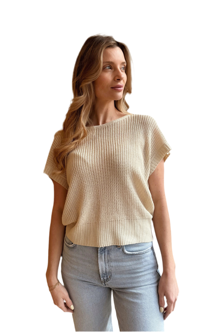 Cream knit tee MIRA pullover