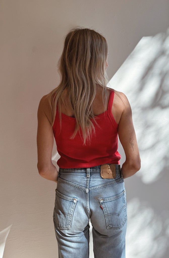 Pointelle Eve Cami in Red Apple