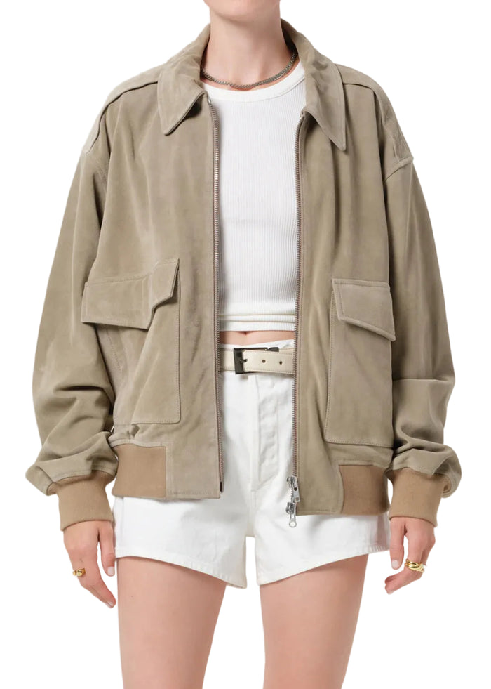 Vivienne suede jacket in khaki olive