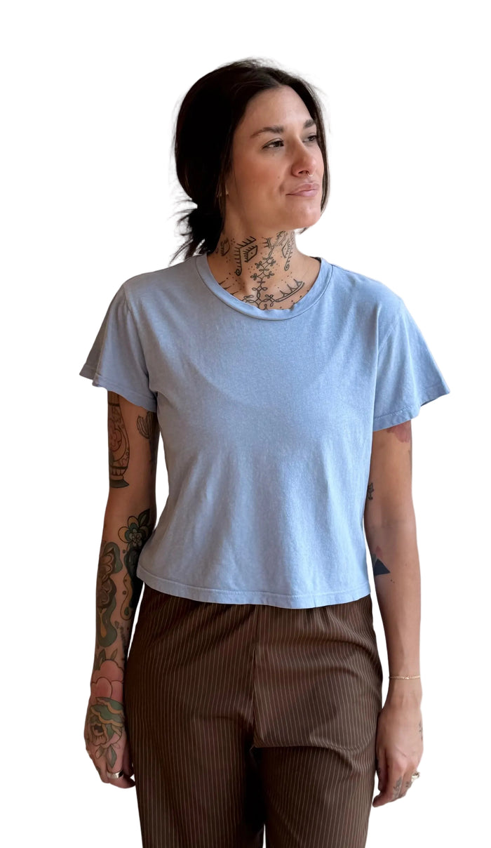 Ojai Cropped Tee in Rain Washed
