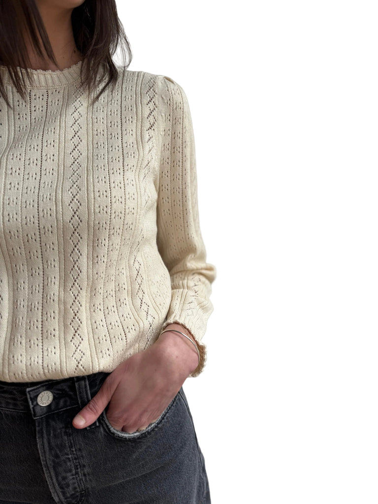 Juliette pointelle sweater in ecru