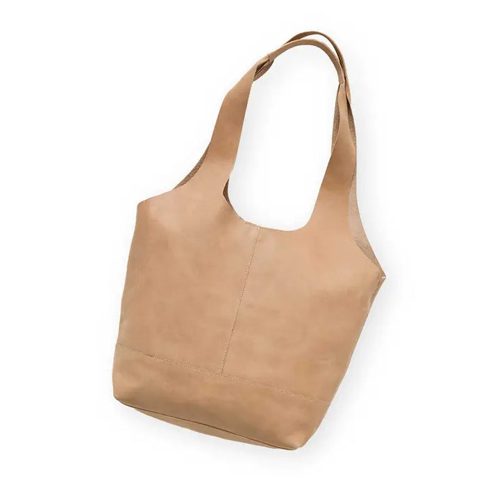 Mauve large leather slouch hobo