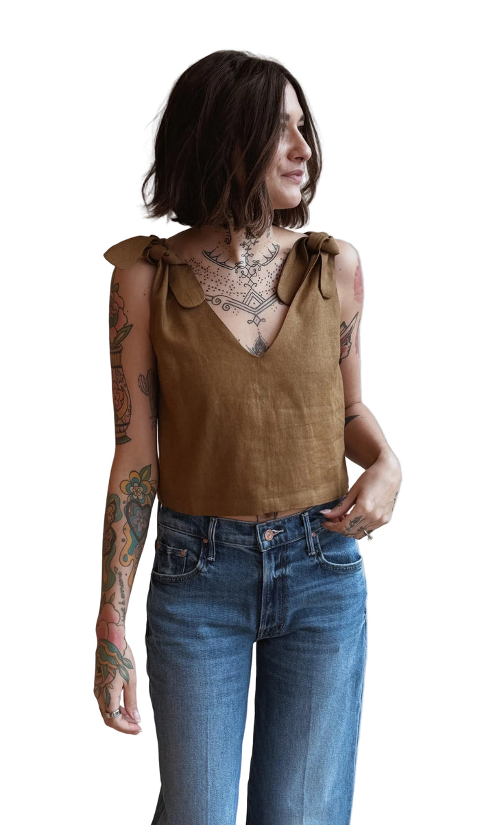 Tie Shoulder Mod Top in Gothic Olive