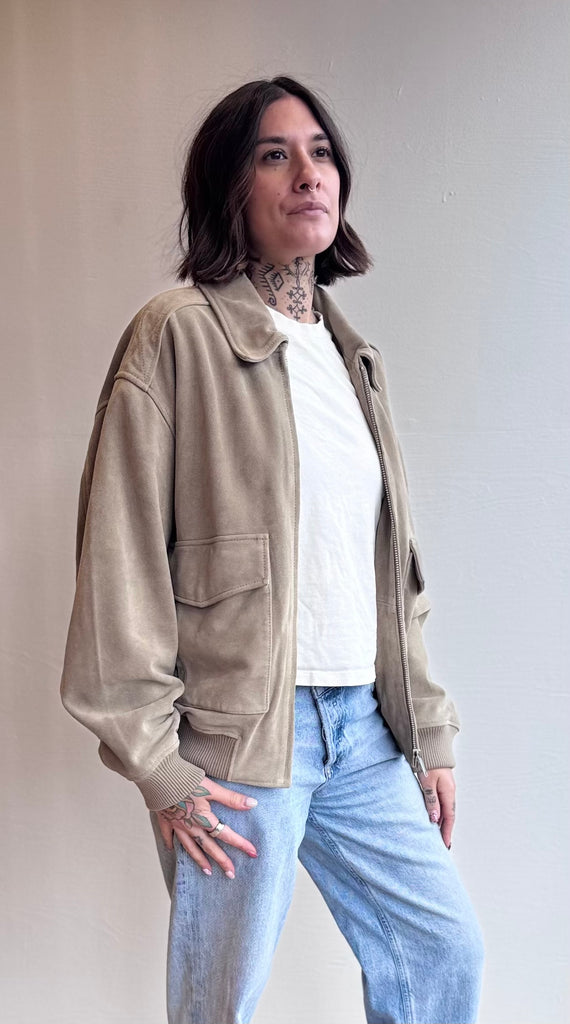 Vivienne suede jacket in khaki olive