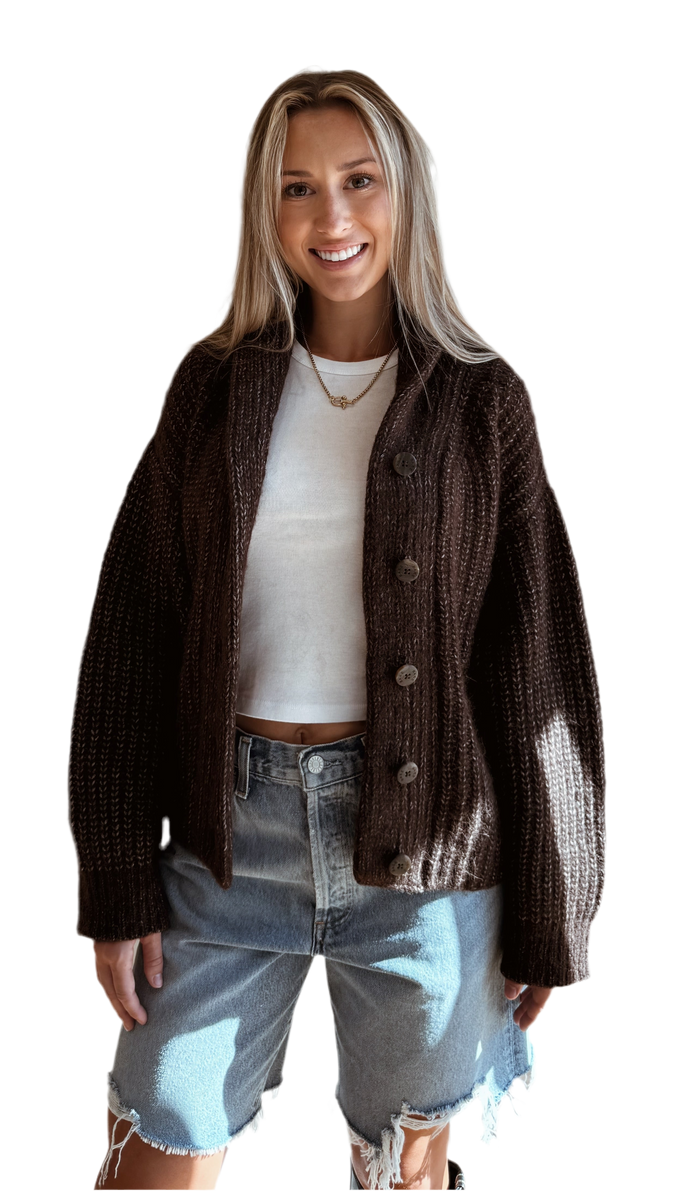 Oversized Shawl Cardigan in Carob