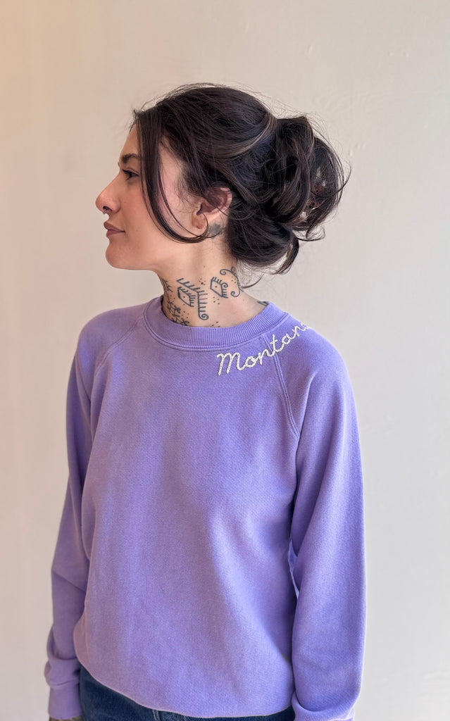 Lavender embroidered Montana Sweatshirt - light purple thread
