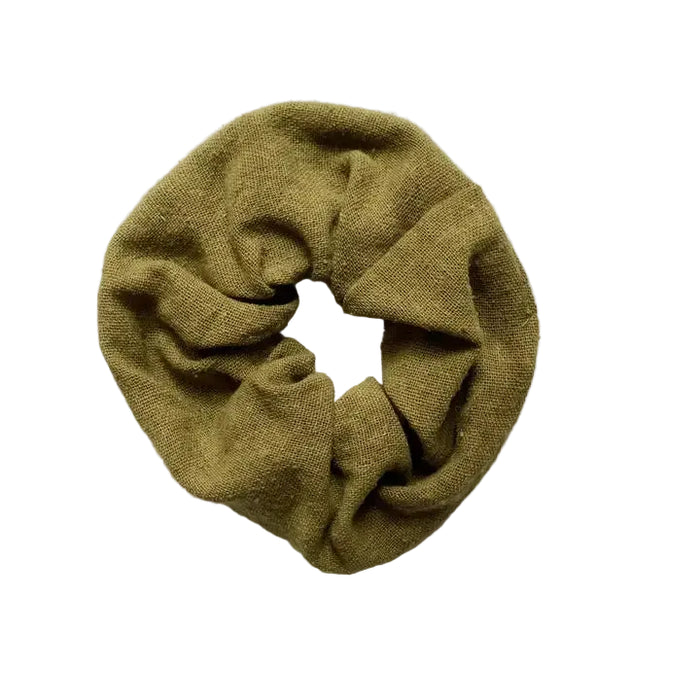 Olive Raw Silk Scrunchie