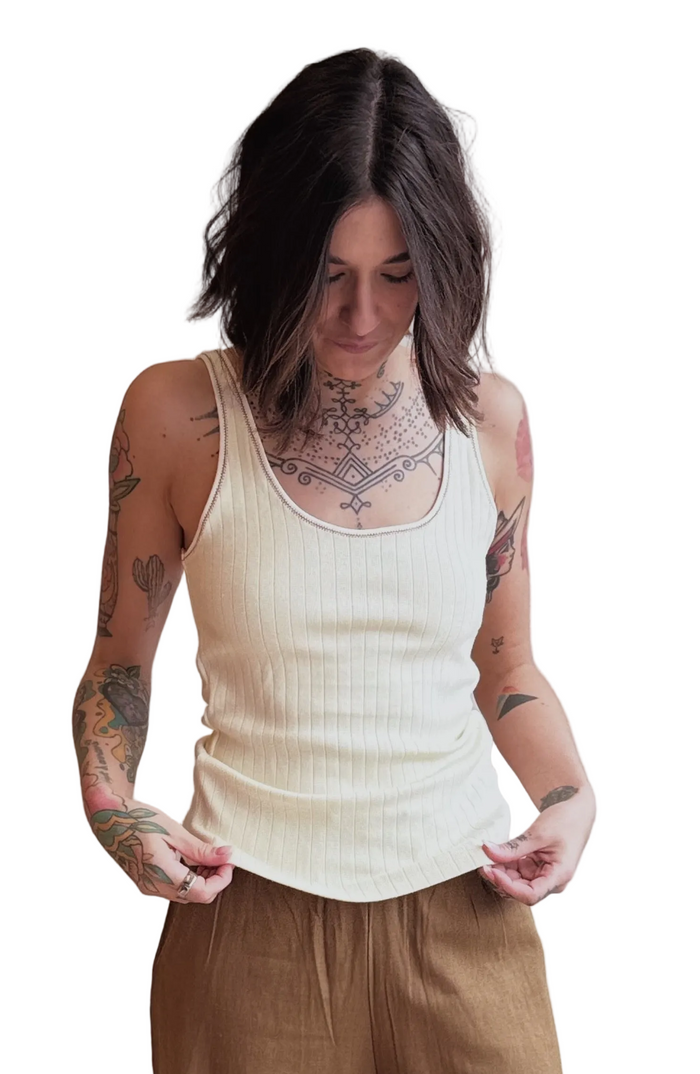 The Pippa Tank in Cream + Red