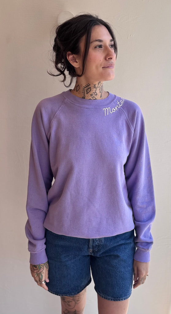 Lavender embroidered Montana Sweatshirt - light purple thread