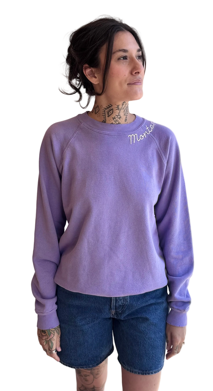Lavender embroidered Montana Sweatshirt - light purple thread