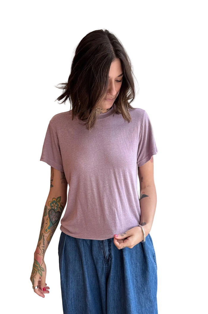 Bo Linen Blend Tee in Lavender
