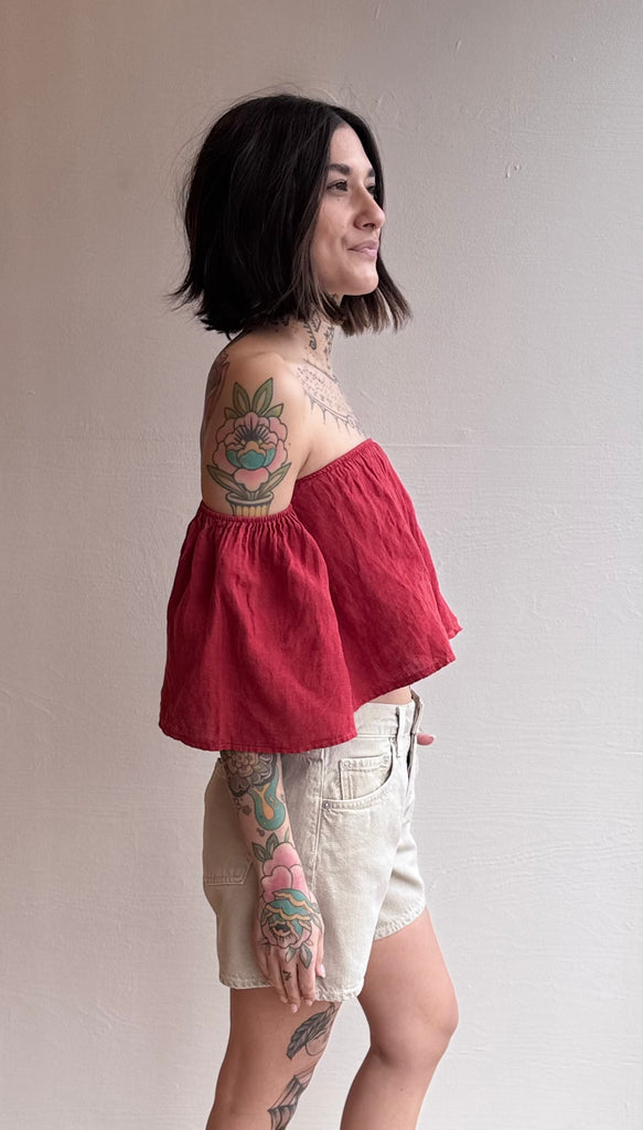 Coco Linen Top in Pomegranate