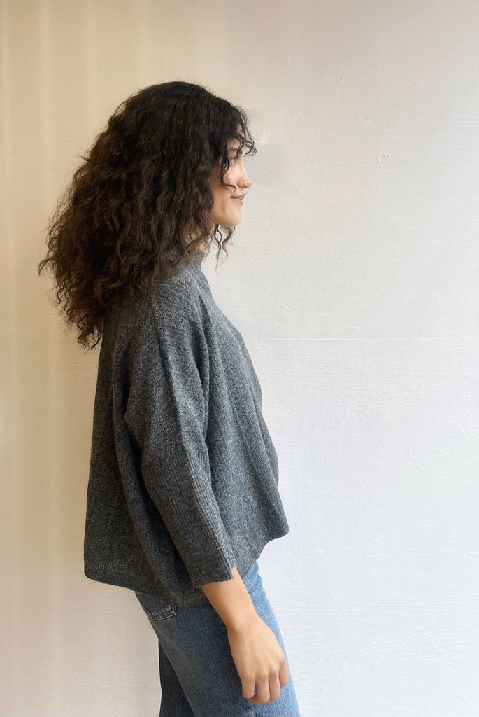 Charcoal Eyelet Ezra sweater