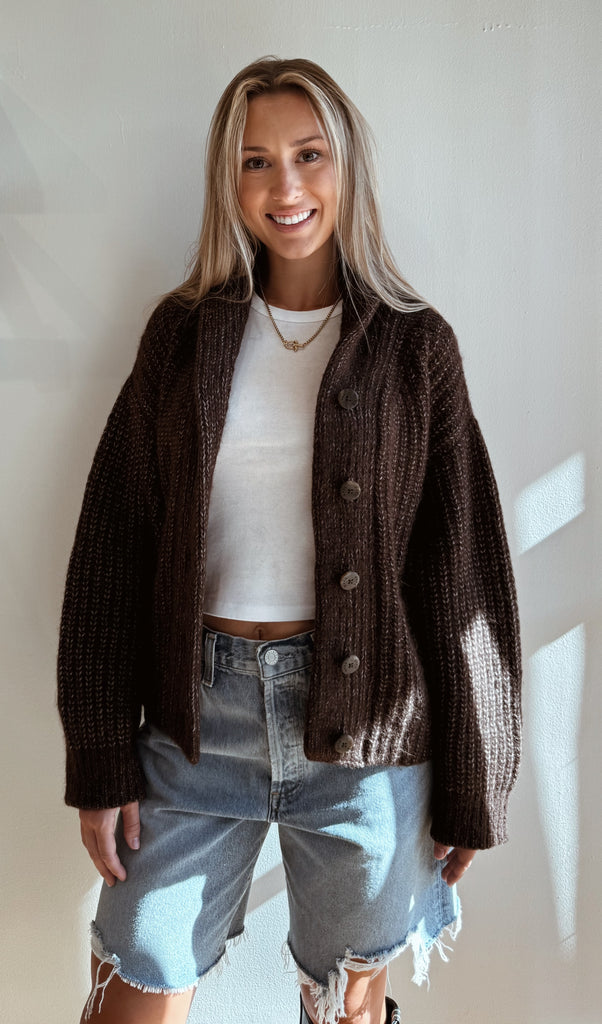 Oversized Shawl Cardigan in Carob