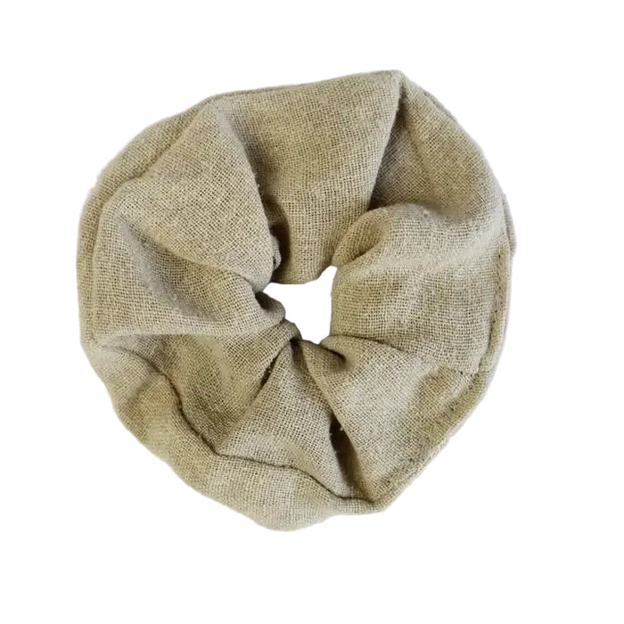 Sage Grey Raw Silk Scrunchie