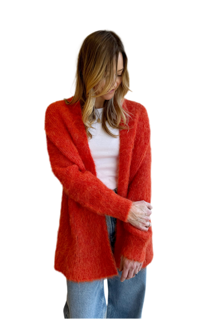 Bymi cardigan in blood orange melange