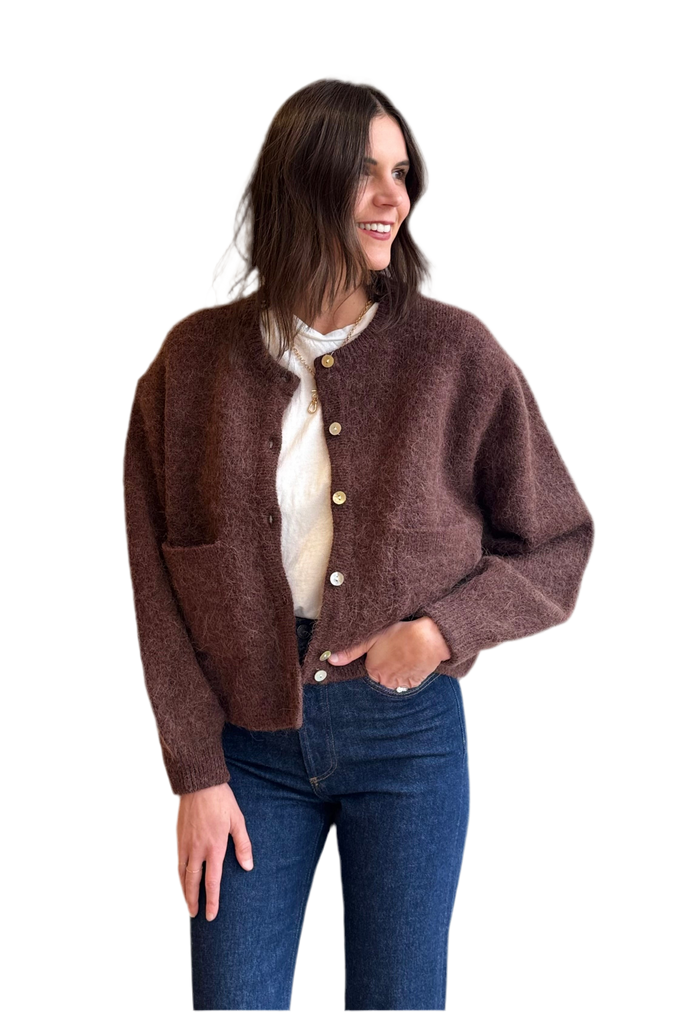 Amelie Alpaca cardi in chocolate