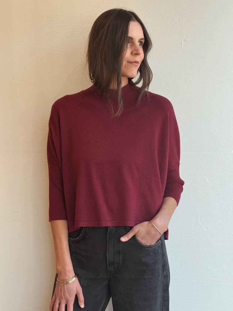 Wine Lightweight Ezra Sweater