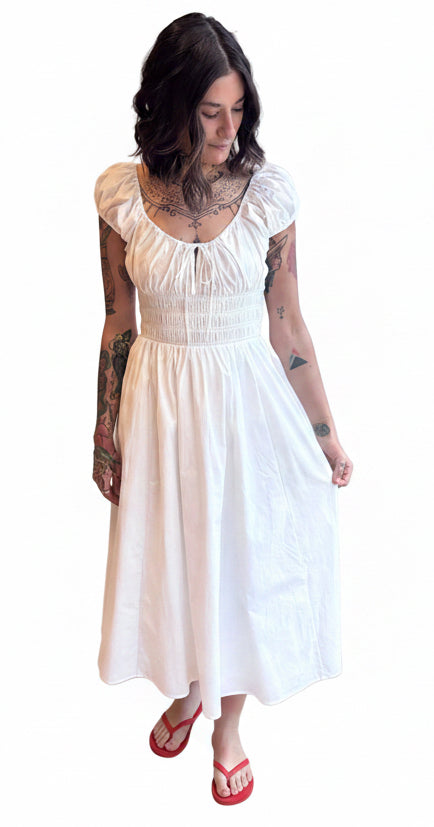 Cotton poplin ROBIN dress in white